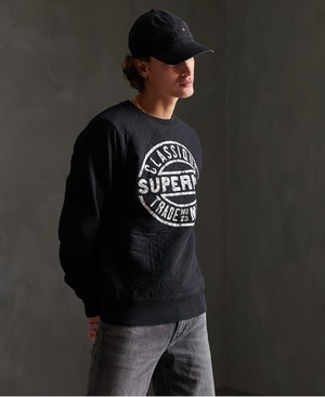 Superdry Workwear Quilted Crew Férfi Pulóver Fekete | SMYVR2451